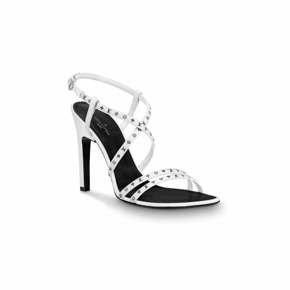 Louis Vuitton Women's 39 White Monogram Citizen Strappy Sandal Heels s27lv97